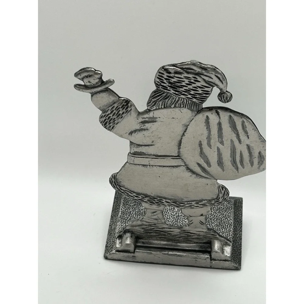 Vintage Pewter Santa Claus Stocking Holder Shelf Fireplace Stocking Holder Hook
